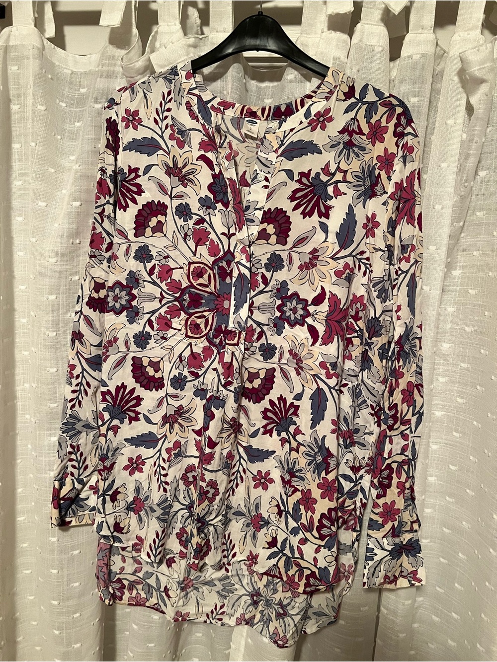 Old Navy Cream Tunic with Pink and Blue Floral Print